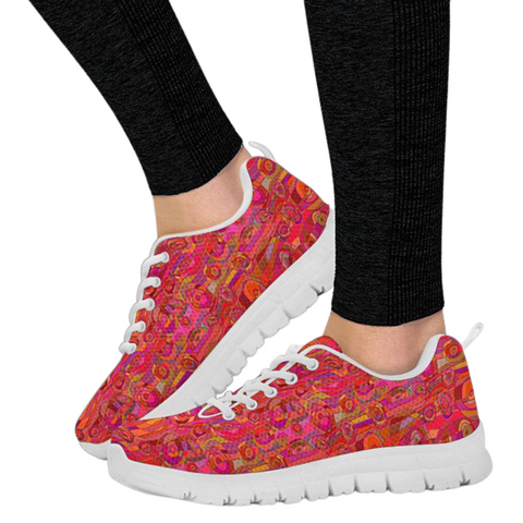 Image of Hippie Colorful Red Athletic Sneakers,Kicks Sports Wear, Kids Shoes, Custom Shoes, Shoes Womens, Low Top Shoes, Top Shoes,Running Shoes