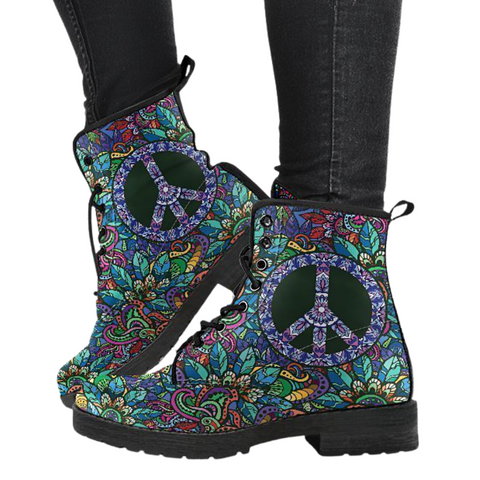 Image of Hippie Peace Women's Leather Boots, Vegan Leather Winter Boots, Rain
