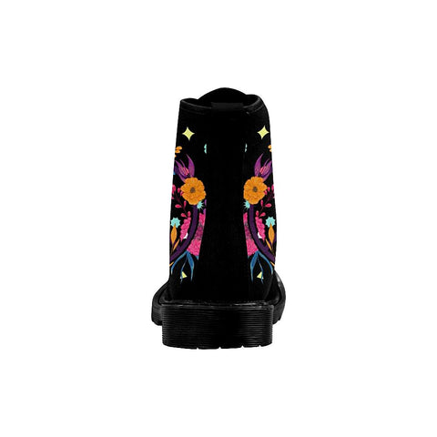 Image of Hippie Peace Symbol Black Womens Boots Rain Boots,Hippie,Combat Style Boots,Emo Punk Boots