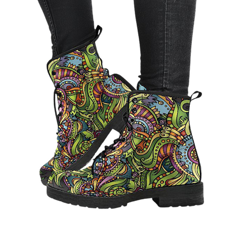 Image of Hippie Design Women's Leather Boots, Vegan Leather Footwear, Winter and