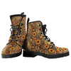 Hippie Sunflower Boho Chic Boots , Women's Vegan Leather Ankle Boots,
