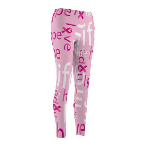 Image of Hope Life Pink Ribbon Breast Cancer Awareness Women's Cut & Sew Casual Leggings,