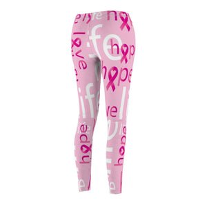 Hope Life Pink Ribbon Breast Cancer Awareness Women's Cut & Sew Casual Leggings,
