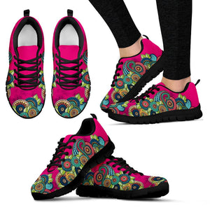 Hot Pink Colorful Paisley Casual Shoes, Shoes Low Top Shoes, Mens, Athletic Sneakers,Kicks Sports Wear, Top Shoes,Running Shoes,Running Shoe