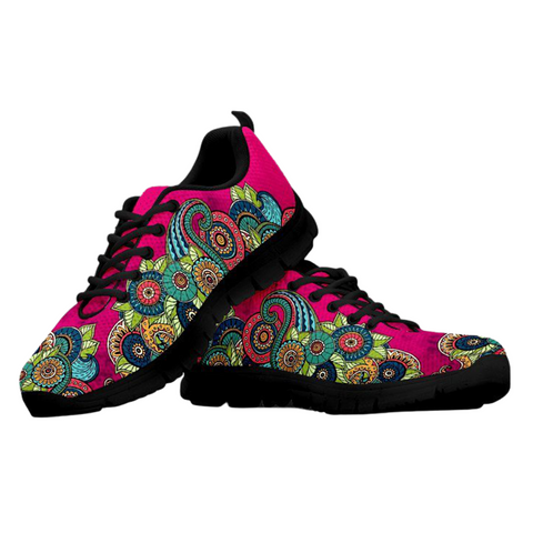 Image of Hot Pink Colorful Paisley Casual Shoes, Shoes Low Top Shoes, Mens, Athletic Sneakers,Kicks Sports Wear, Top Shoes,Running Shoes,Running Shoe