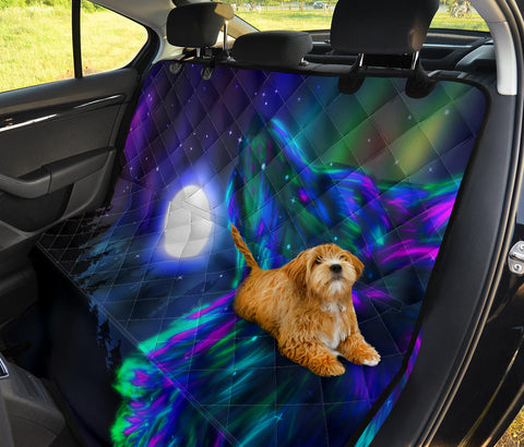Image of Tribal Howling Wolf Themed Car Seat Covers, Abstract Art Backseat Pet