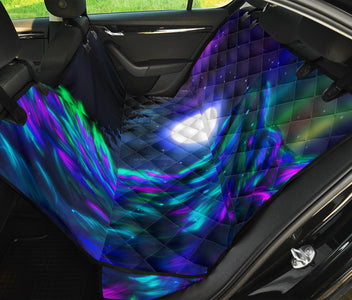 Tribal Howling Wolf Themed Car Seat Covers, Abstract Art Backseat Pet