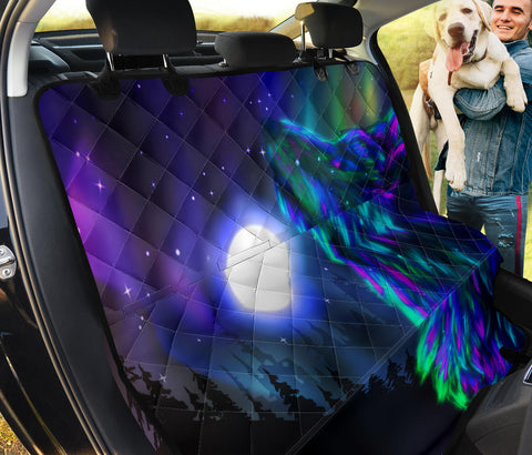 Image of Tribal Howling Wolf Themed Car Seat Covers, Abstract Art Backseat Pet