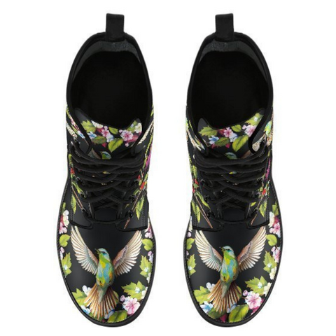 Image of Hummingbird Artisan Women's Vegan Leather Boots, Lace,Up Hippie Style, Boho