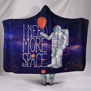 I Need More Space Astronaut Galaxy Hooded blanket,Blanket with Hood,Soft Blanket,Hippie Hooded Colorful Throw,Vibrant Pattern Blanket,Sherpa