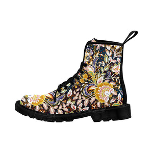 Incredible Color Flower Pattern Multicolored Bright Floral Womens Boots , Combat Style