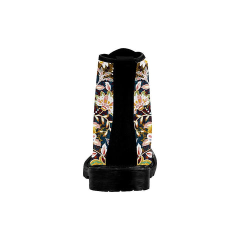 Image of Incredible Color Flower Pattern Multicolored Bright Floral Womens Boots , Combat Style