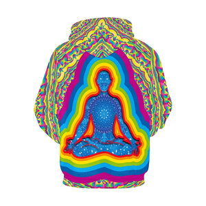 Inner Galaxy Yogi Colorful Psychedelic Womens Hoodie, Colorful Feathers, Hippie,Hoodie,Custom Printed