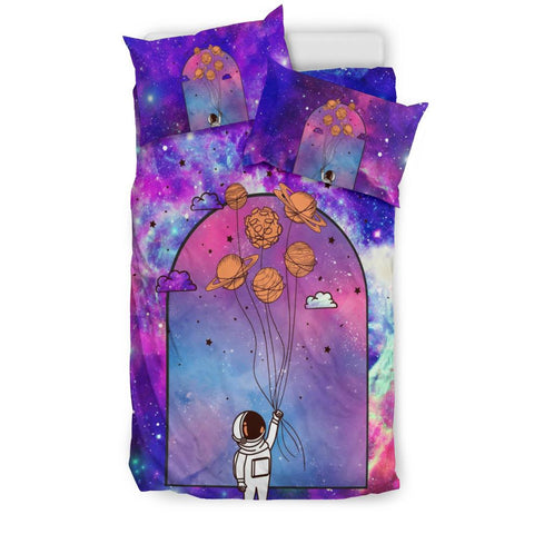 Image of Into The Galaxy Window Astronaut Comforter Cover, Doona Cover, Twin Duvet Cover,Multi Colored,Quilt Cover,Bedroom Set,Bedding Set