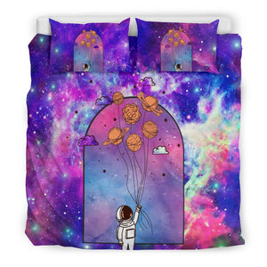 Into The Galaxy Window Astronaut Comforter Cover, Doona Cover, Twin Duvet Cover,Multi Colored,Quilt Cover,Bedroom Set,Bedding Set