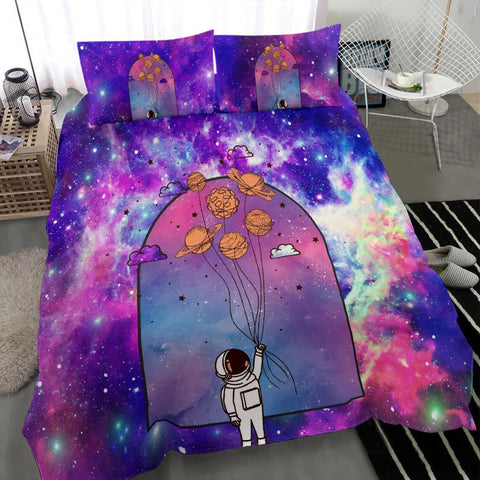 Image of Into The Galaxy Window Astronaut Comforter Cover, Doona Cover, Twin Duvet Cover,Multi Colored,Quilt Cover,Bedroom Set,Bedding Set