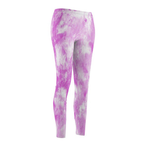 Lavender Tie Dye Women's Cut & Sew Casual Leggings, Yoga Pants, Polyester