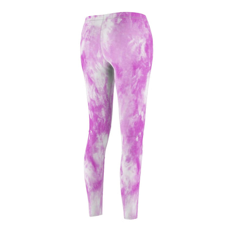Image of Lavender Tie Dye Women's Cut & Sew Casual Leggings, Yoga Pants, Polyester