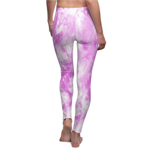 Lavender Tie Dye Women's Cut & Sew Casual Leggings, Yoga Pants, Polyester