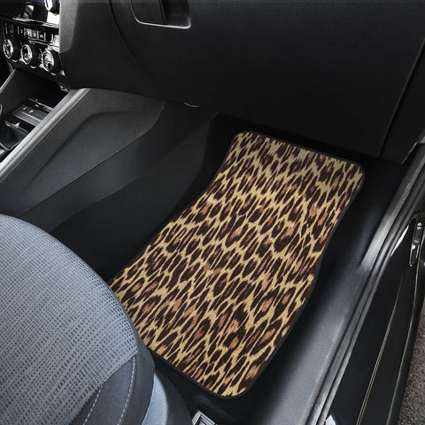 Image of Leopard Cheetah Tiger Animal Print Car Mats Back/Front, Floor Mats Set, Car