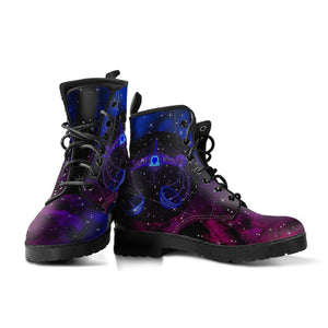 Women’s Vegan Leather Boots , Libra Zodiac Sign Astrology , Cosmos Sky