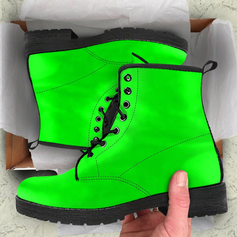 Image of Lime Green Elegance: Women's Vegan Leather Boots, Durable Winter Rain Boots,