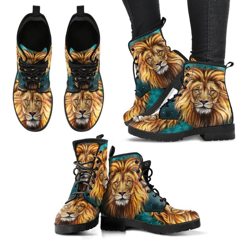 Image of Lion Galaxy Women's Leather Boots, Vegan Footwear, Winter and Rain