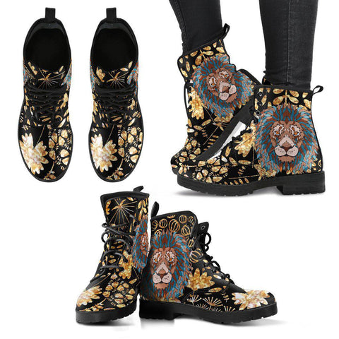 Image of Colorful Lion Abstract Women's Vegan Leather Boots, Fashion Footwear