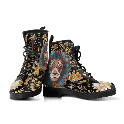 Image of Colorful Lion Abstract Women's Vegan Leather Boots, Fashion Footwear