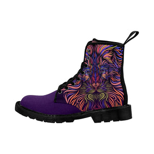 Lion Head Ornate Womens Boots Purple Combat Style Boots, Lolita Combat Boots,Hand Crafted