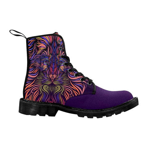 Image of Lion Head Ornate Womens Boots Purple Combat Style Boots, Lolita Combat Boots,Hand Crafted