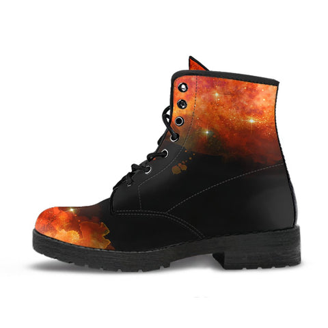 Image of Galaxy Nebula Vegan Leather Women's Boots, Rainbow Winter Shoes,