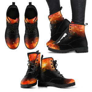 Galaxy Nebula Vegan Leather Women's Boots, Rainbow Winter Shoes,