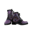 Women's Colorful Purple Lotus Chakra Vegan Leather Boots , Handcrafted Ankle