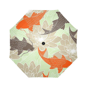 Lotus and Carps Seamless Pattern Auto-Foldable Umbrella (Model U04)
