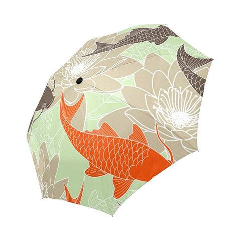 Image of Lotus and Carps Seamless Pattern Auto-Foldable Umbrella (Model U04)
