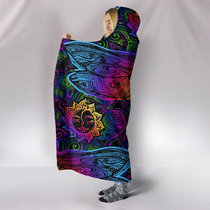 Lotus and carp Koi, Colorful Throw,Vibrant Pattern Hooded blanket,Blanket with Hood,Soft Blanket,Hippie Hooded Blanket,Sherpa Blanket