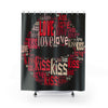 Love Kiss Mouth Black Multicolored Shower Curtains, Water Proof Bath Decor | Spa