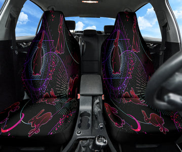 Magical Universe Bunny Car Seat Covers, Whimsical Front Seat Protectors, 2pc Car