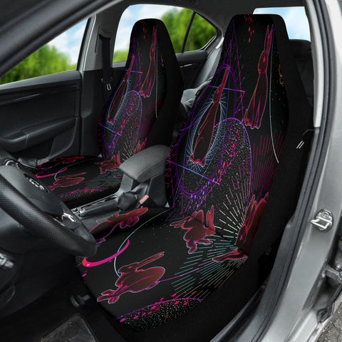 Image of Magical Universe Bunny Car Seat Covers, Whimsical Front Seat Protectors, 2pc Car