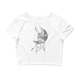 Majestic Deer Moon Women’S Crop Tee, Fashion Style Cute crop top, casual outfit,