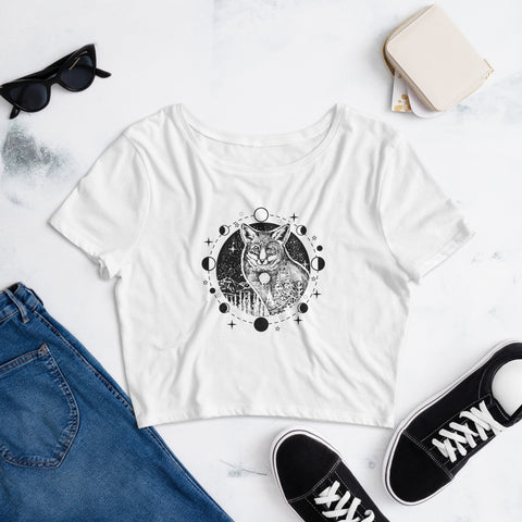 Image of Majestic Fox Women’S Crop Tee, Fashion Style Cute crop top, casual outfit, Crop