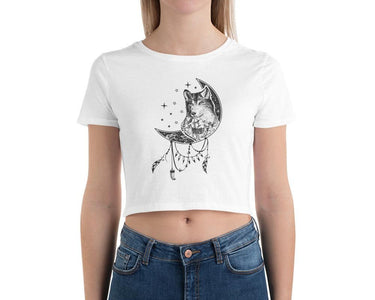 Majestic Moon Wolf Women’S Crop Tee, Fashion Style Cute crop top, casual outfit,
