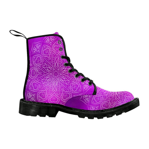 Image of Mandala Abstract Mystic Womens Purple Lolita Combat Boots,Hand Crafted