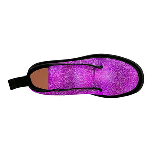 Mandala Abstract Mystic Womens Purple Lolita Combat Boots,Hand Crafted