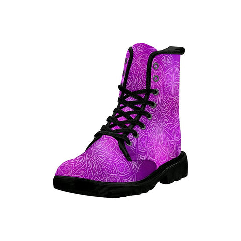 Image of Mandala Abstract Mystic Womens Purple Lolita Combat Boots,Hand Crafted