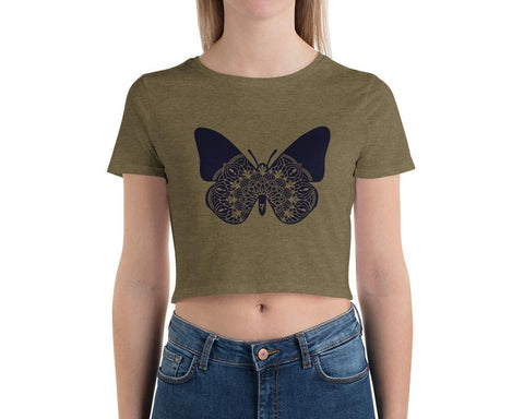 Image of Mandala Butterfly Women’S Crop Tee, Fashion Style Cute crop top, casual outfit,