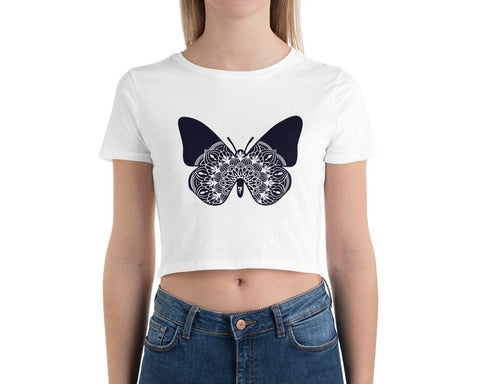 Image of Mandala Butterfly Women’S Crop Tee, Fashion Style Cute crop top, casual outfit,