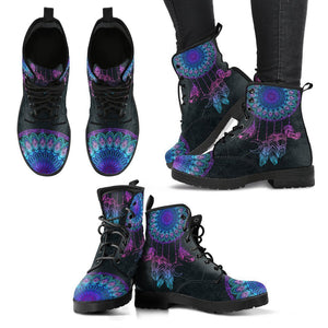 Women’s Vegan Leather Boots , Mandala Chakra Cosmos Sky Galaxy Design ,