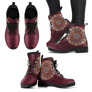 Mandala Chakra, Vegan Leather Women's Boots, Handcrafted Leather Boots Women, Cosmos Sky Galaxy Women's Leather Shoes